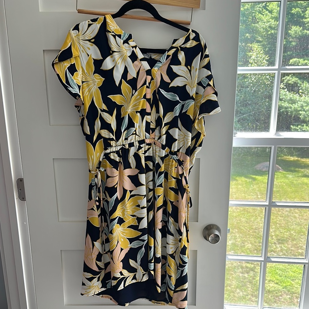 41 Hawthorn Navy and Yellow Floral Mini Dress